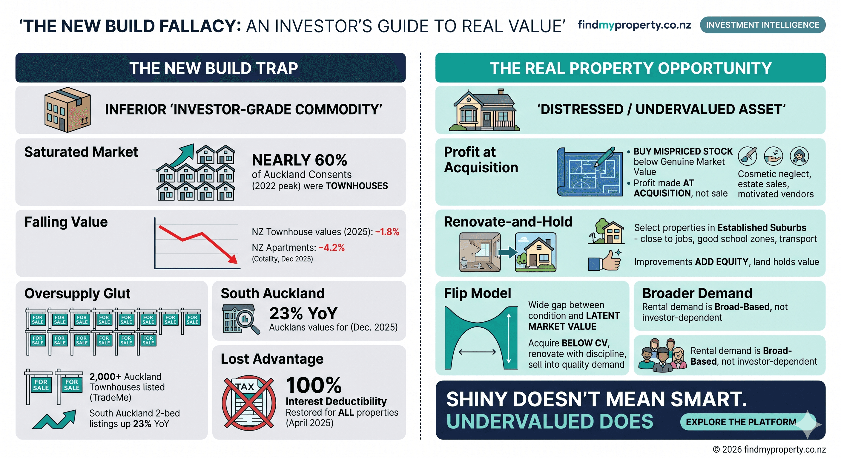 New build townhouses versus value-add investment property in New Zealand