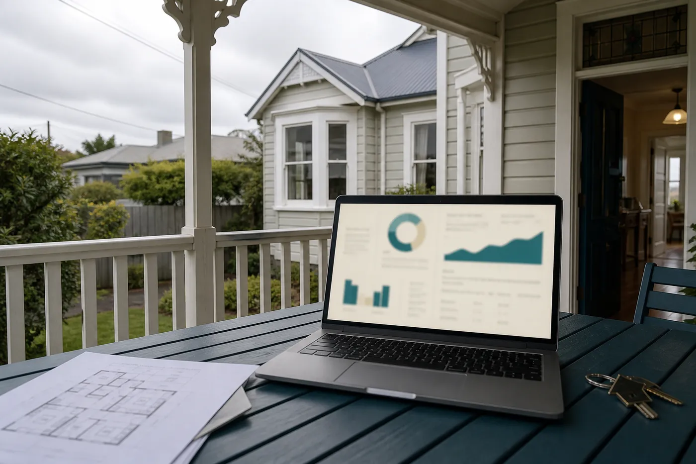New Zealand investment listing being scored — vision, flip ROI, yield, and composite verdict