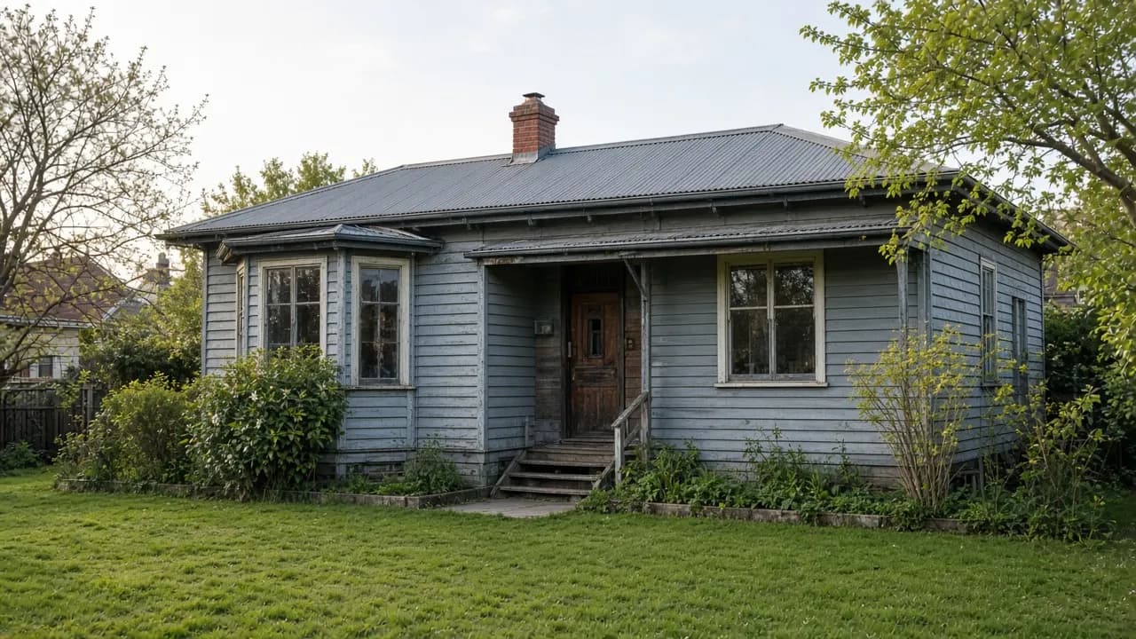 Older New Zealand weatherboard house with a tired exterior — October 2026 value-add stock